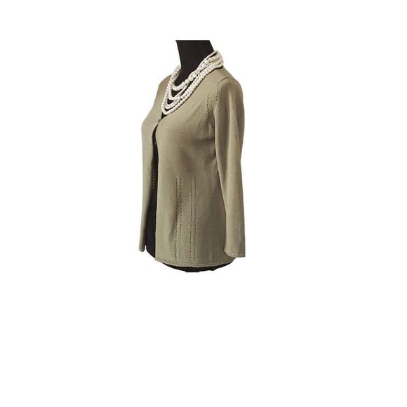 Neiman Marcus Exclusive Collarless Button Front V-neck Sweater Cardigan Size S - Picture 3 of 7